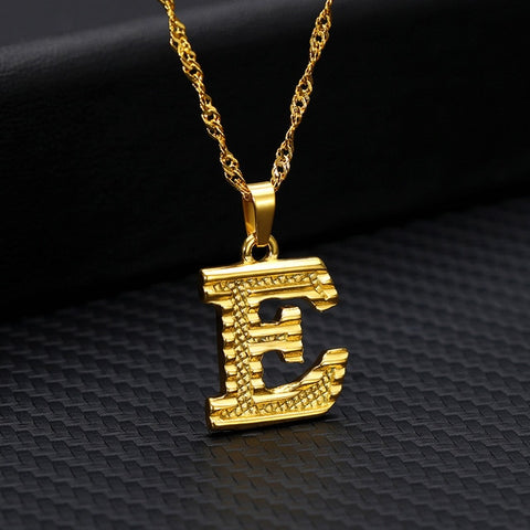 letter e pendant gold