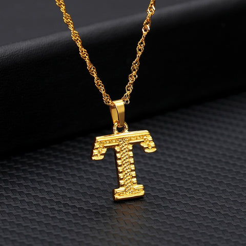 t initial necklace gold plated