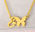 initial e necklace pendant with butterfly