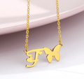 initial f necklace with butterfly gold