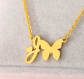 letter j necklace pendant with butterfly