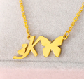 letter k necklace with butterfly pendant