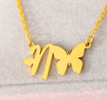 letter n pendant necklace and butterfly