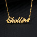 customized butterfly gold name necklace