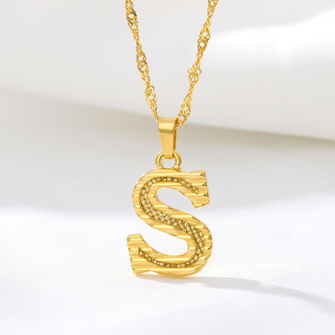 letter s necklace gold plated