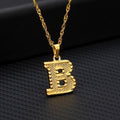 letter b initial necklace pendant gold plated