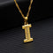 letter i gold plated pendant necklace