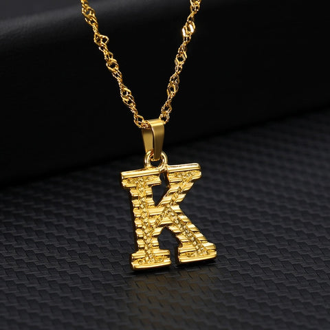 letter k gold plated initial pendant