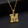 initial m necklace gold pendant