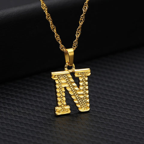 letter n initial necklace pendant