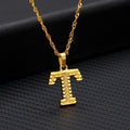 t initial necklace gold plated