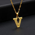 initial letter v necklace stainless steel