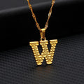 initial w necklace stainless steel