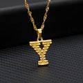 initial y pendant necklace gold plated stainless steel
