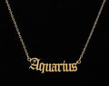 aquarius astrology necklace gold pendant