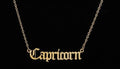 capricorn zodiac sign gold pendant necklace old english