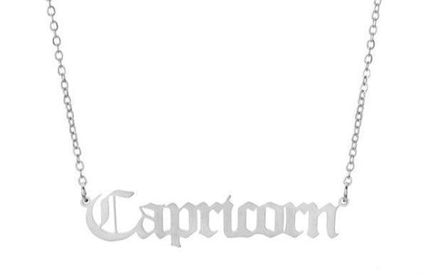capricorn silver star sign necklace stainless steel