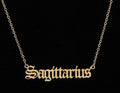 sagittarius astrology sign gold necklace old english