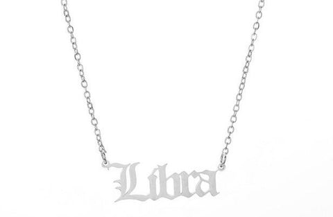 libra silver zodiac star sign necklace