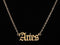 aries birth sign gold necklace old english pendant