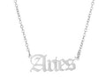 aries silver necklace old english pendant