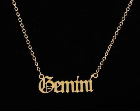 gemini zodiac gold plated necklace pendant 