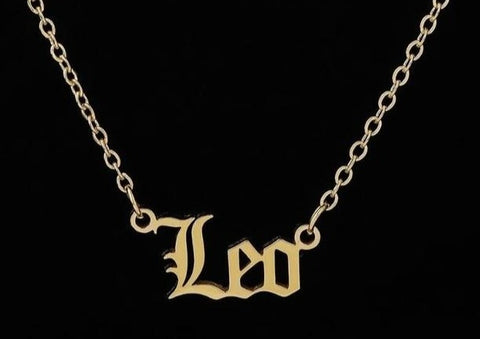 leo zodiac gold pendant necklace old english