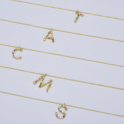 silver gold plated initial necklaces
