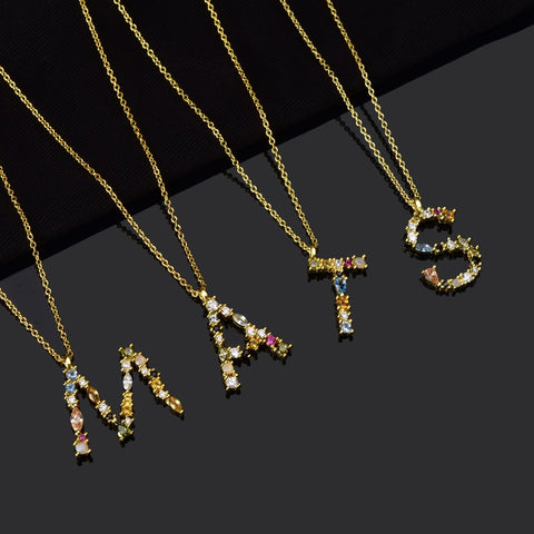 925 sterling silver gold plated initial necklaces