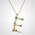 sideways letter e gold plated silver initial chain