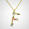 letter f initial necklace gold plated cubic zirconia