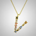 initial necklace letter v gold plated