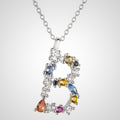initial necklace b sterling silver cubic zirconia gemstones