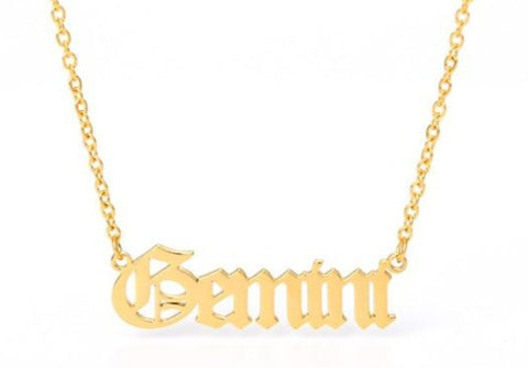 gemini necklace pendant gold plated