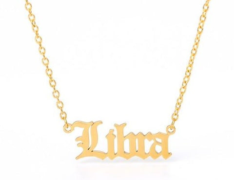 libra necklace zodiac pendant gold plated