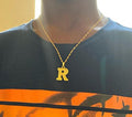 alphabet r necklace gold plated