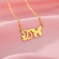 initial d necklace with butterfly 
