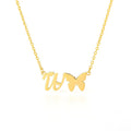 letter w initial butterfly necklace