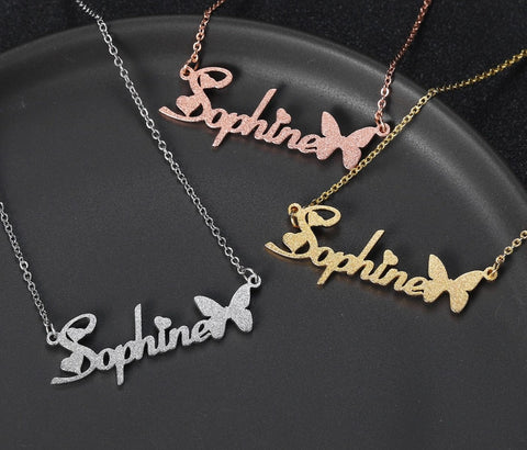 Customized Name & Butterfly Necklace 🦋