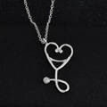 silver stethoscope necklace with heart